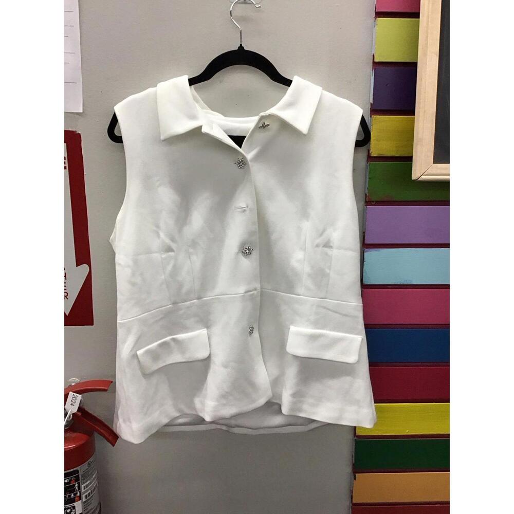 Colleen Lopez womens button down vest with broach buttons size Large new HSN